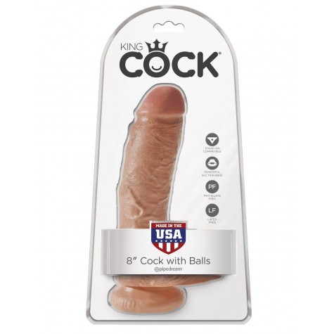 Фаллоимитатор-мулат 8" Cock with Balls - 21,3 см.