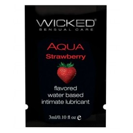 Лубрикант с ароматом клубники WICKED AQUA Strawberry - 3 мл.