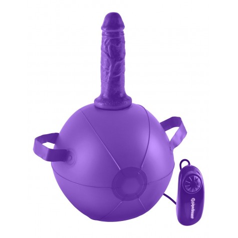 Фиолетовый надувной мяч с вибронасадкой Vibrating Mini Sex Ball - 15,2 см.